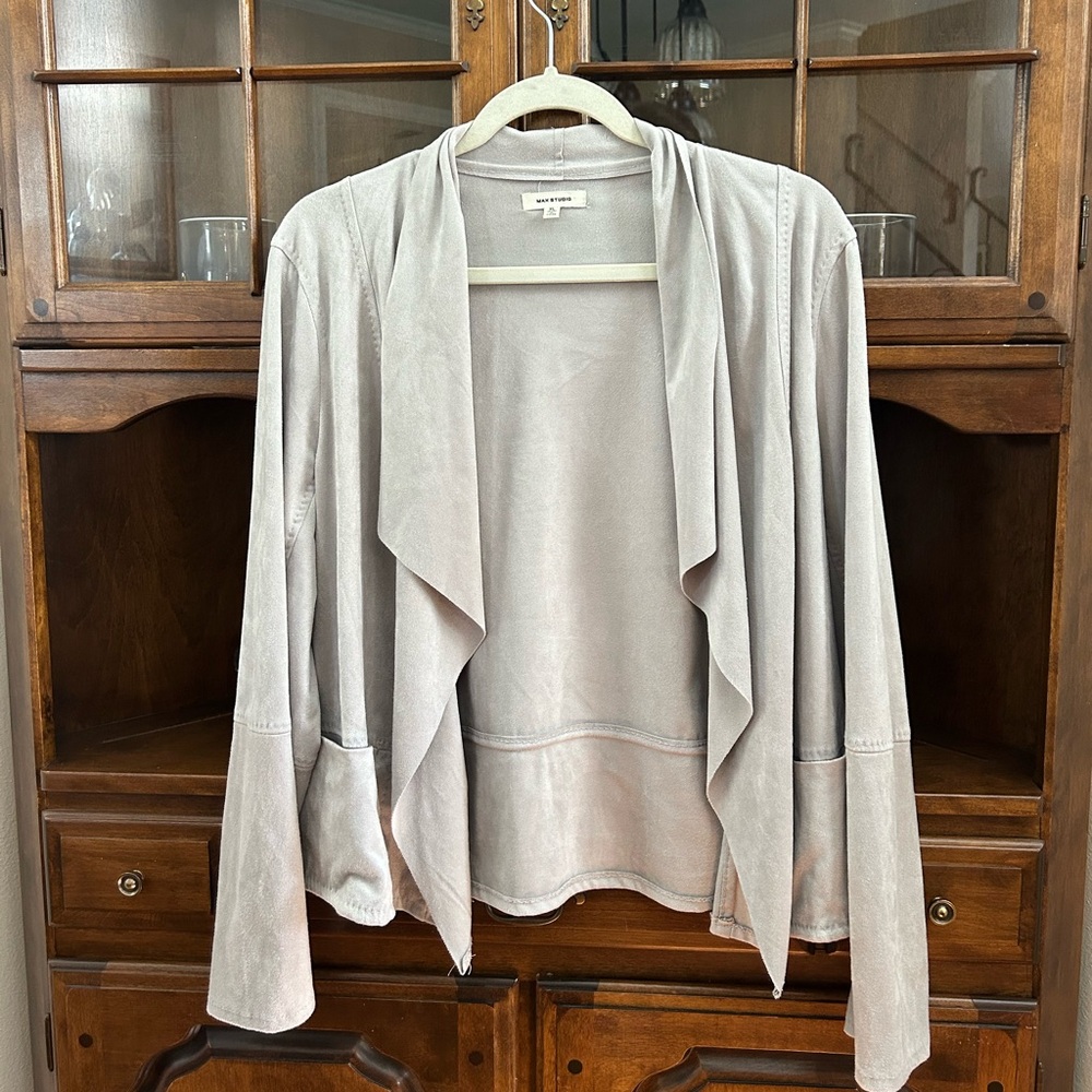 Like New! Max Studio Light Gray Suede Moto Jacket
